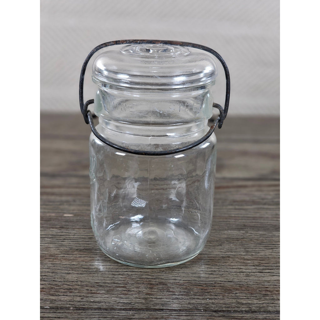 Vintage Ball Ideal Mason Jar 1 Pint Wire Bail Lid 5x3 Glass Jar
