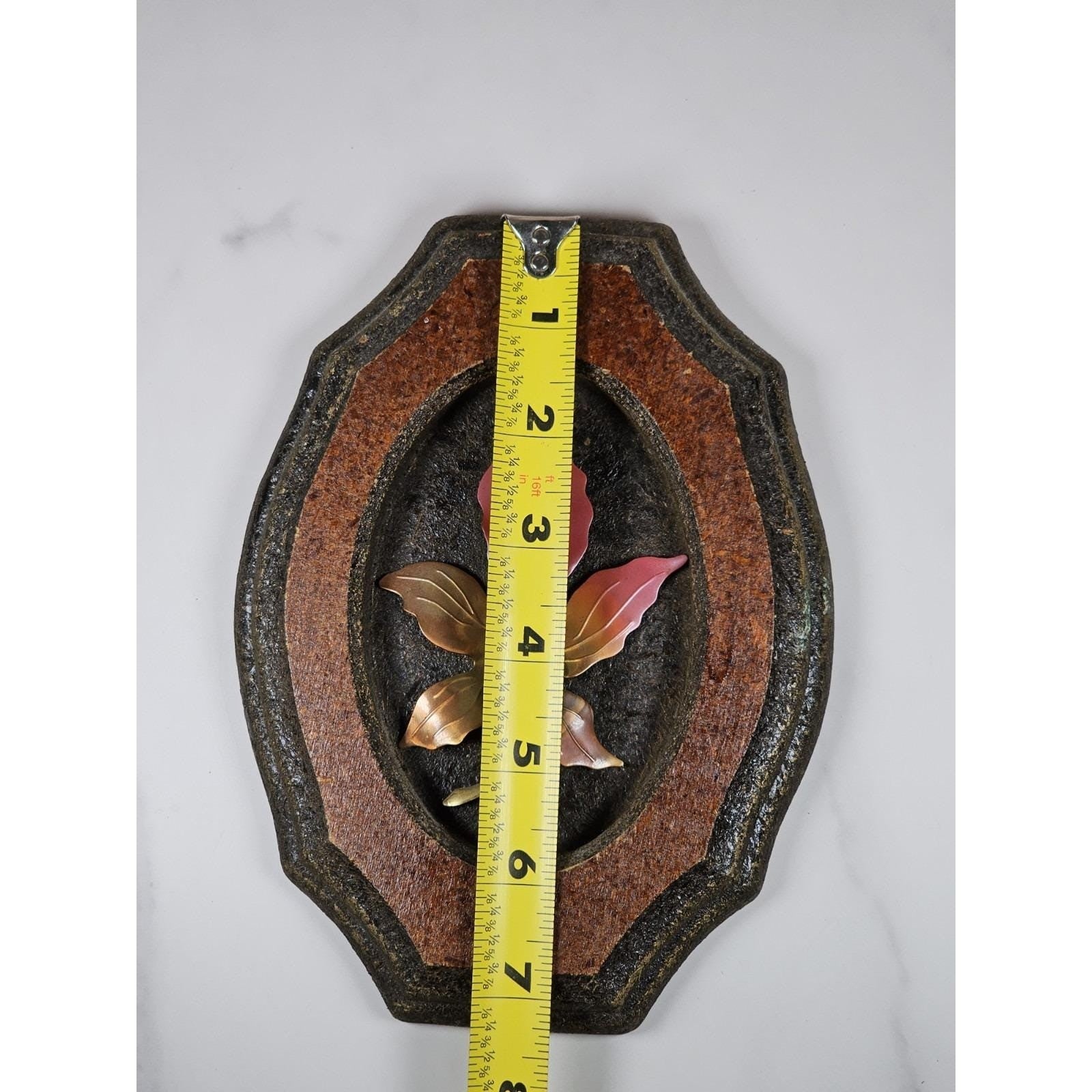 Vintage Copper Leaf Wall Hanging on Cork Backing Rustic Autumn Decor