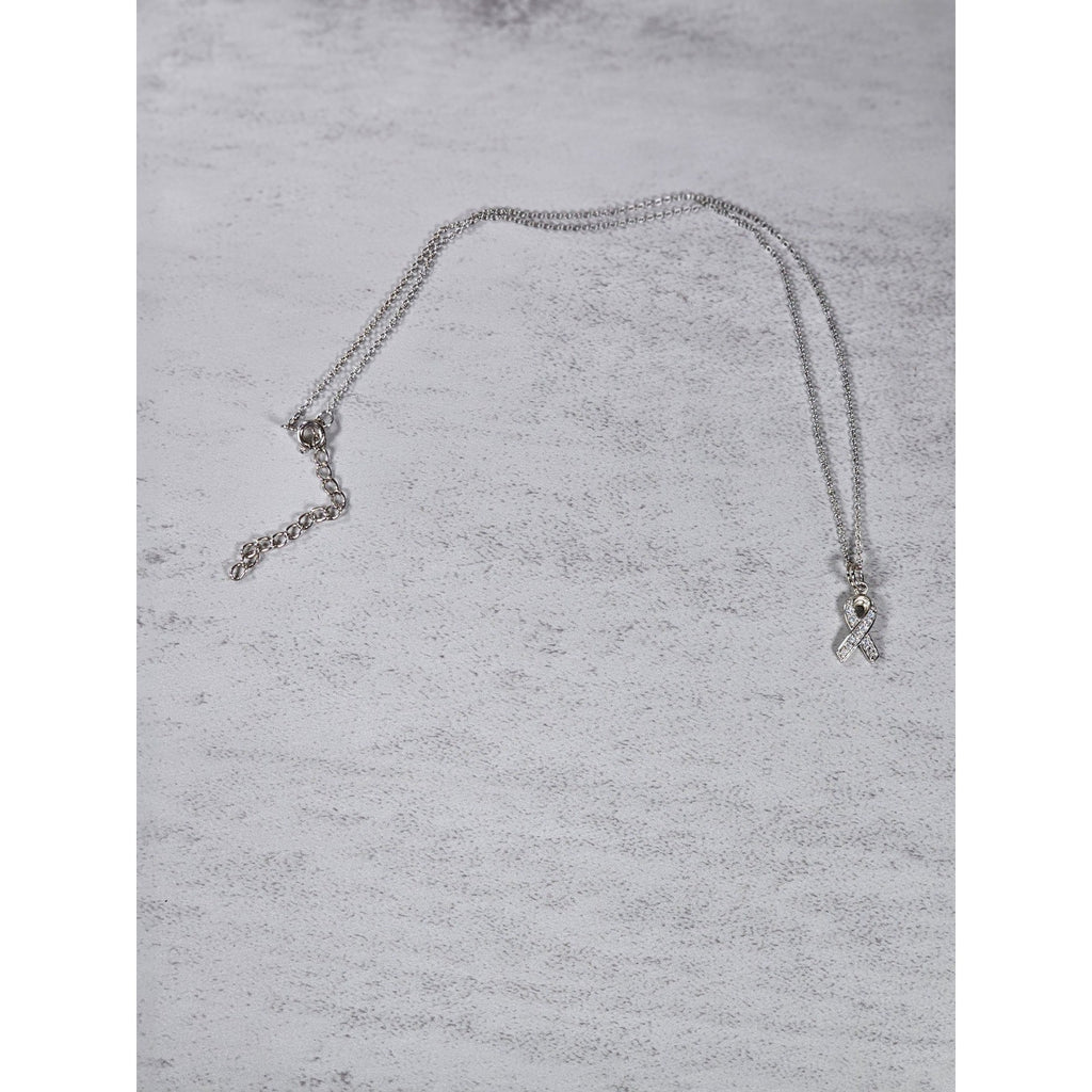 Vintage Sterling Silver Ribbon Pendant Necklace Small Charm