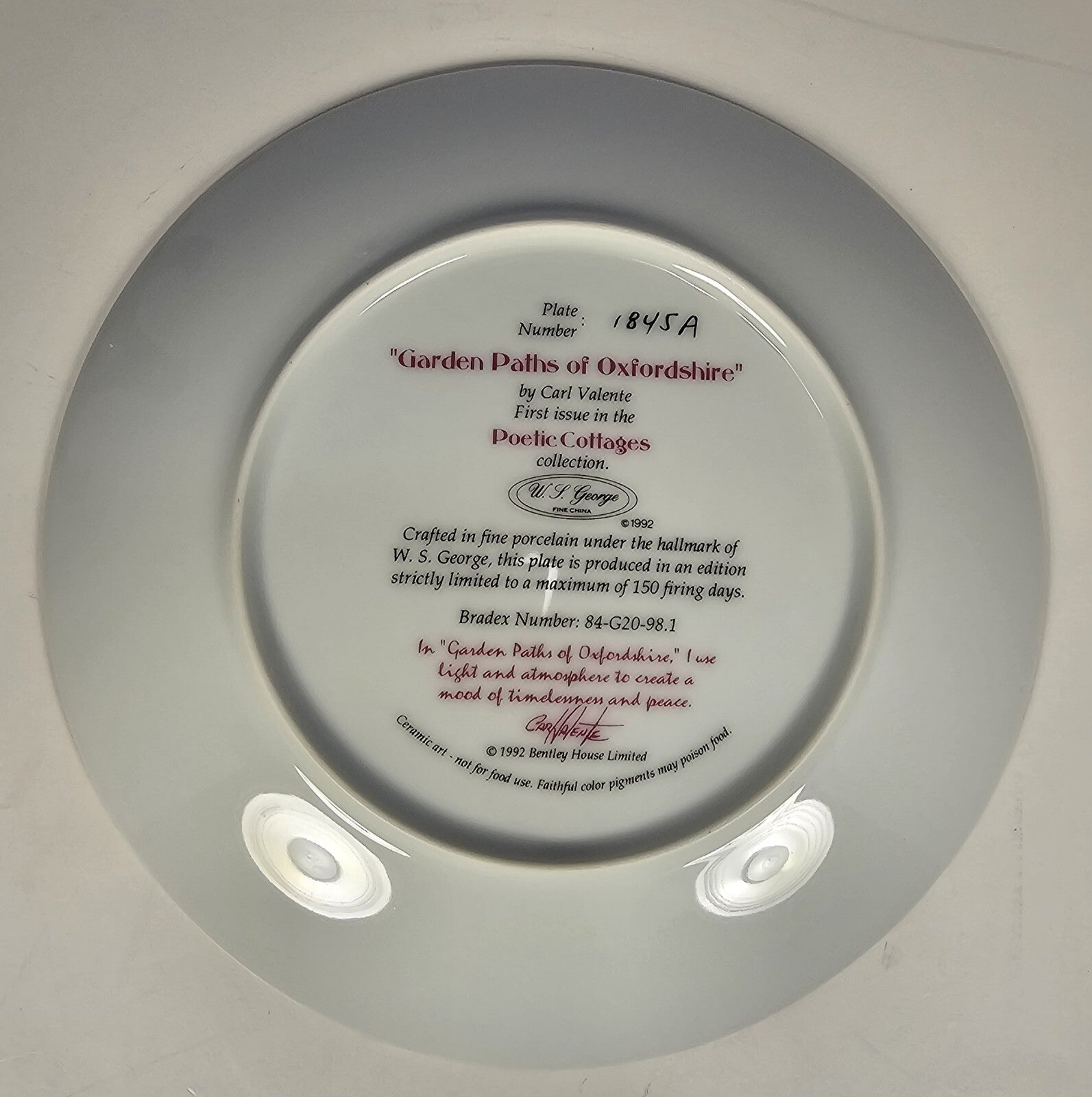 Garden Paths of Oxfordshire W. J. George Collector Plate #1845A