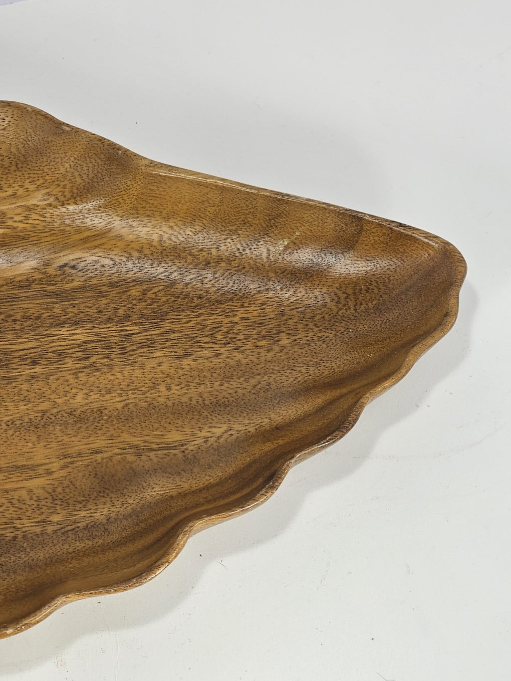 Monkey Pod Wood 13.5" Bowl seashell scalloped Serving Trinket Nut Dish Orobilt