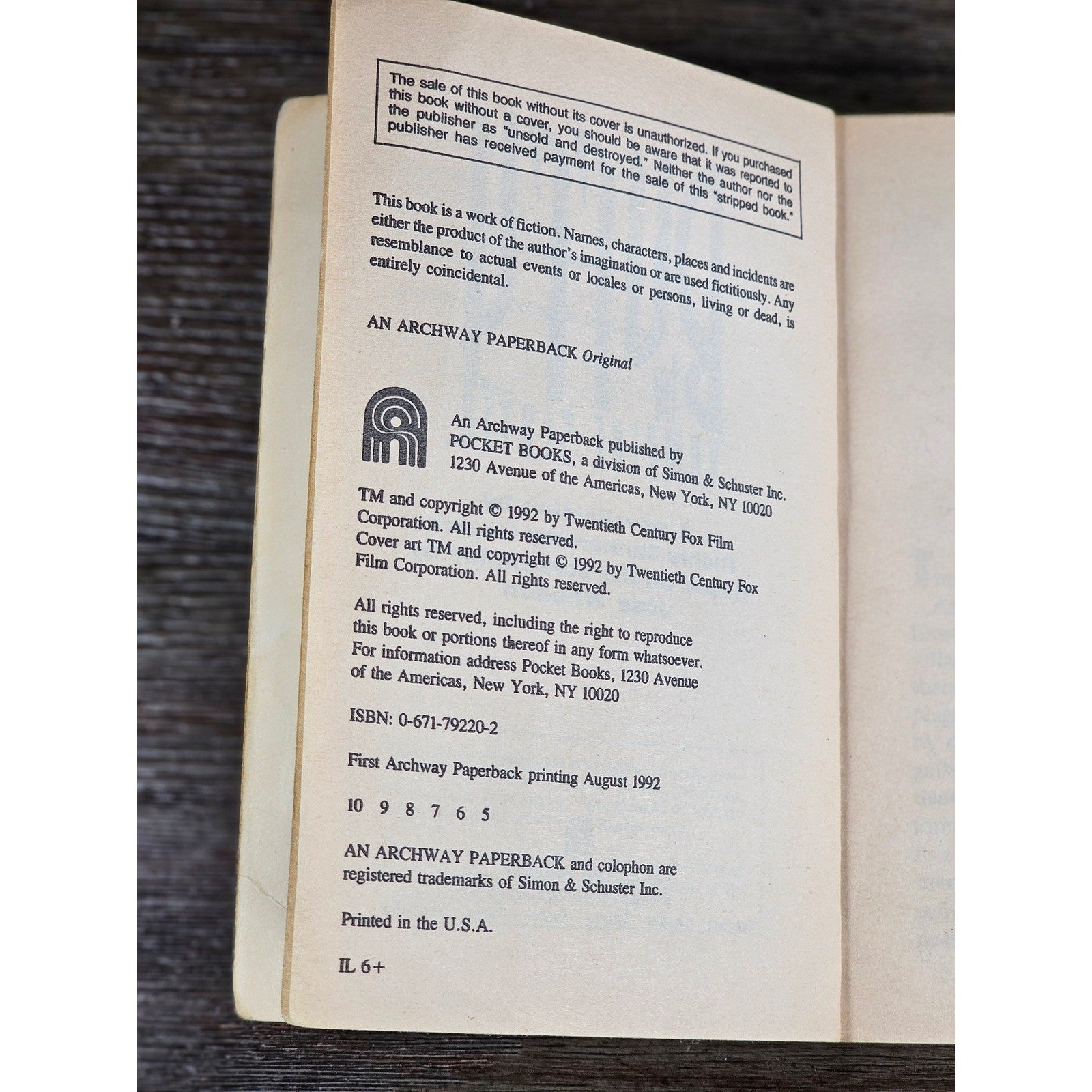 Buffy the Vampire Slayer 1992 Paperback Movie Novelization