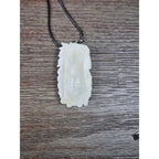 Vintage Buffalo Bone Carved Horse & Native American Figure Pendant Necklace