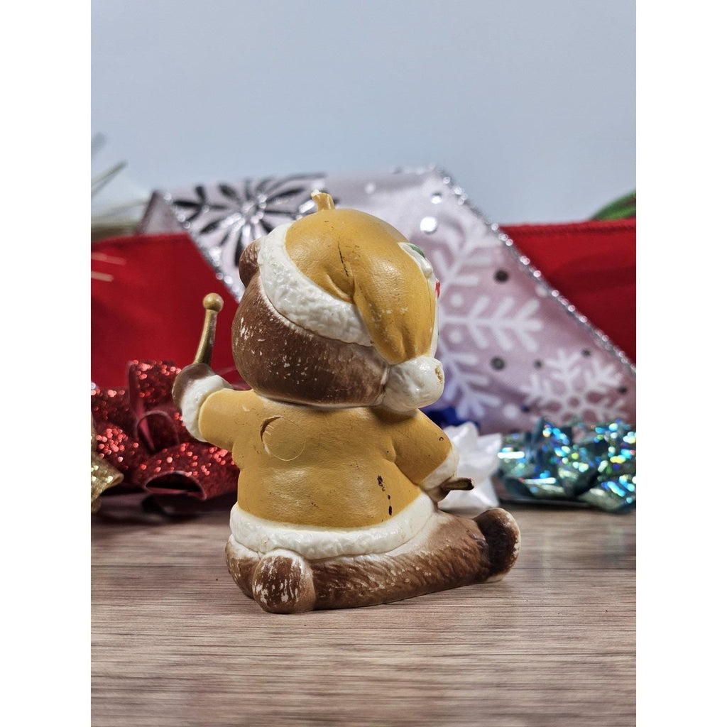 Vintage Teddy Bear Drum Ornament Hong Kong Yellow Coat