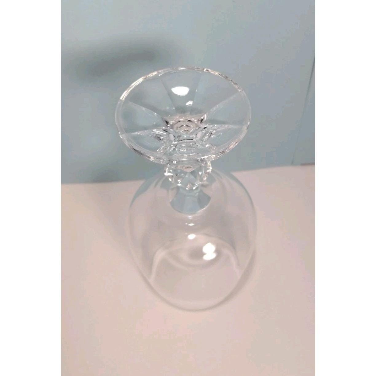 Vintage Claudia Bohemia Crystal Goblet Knob Stem 6.5" Tall