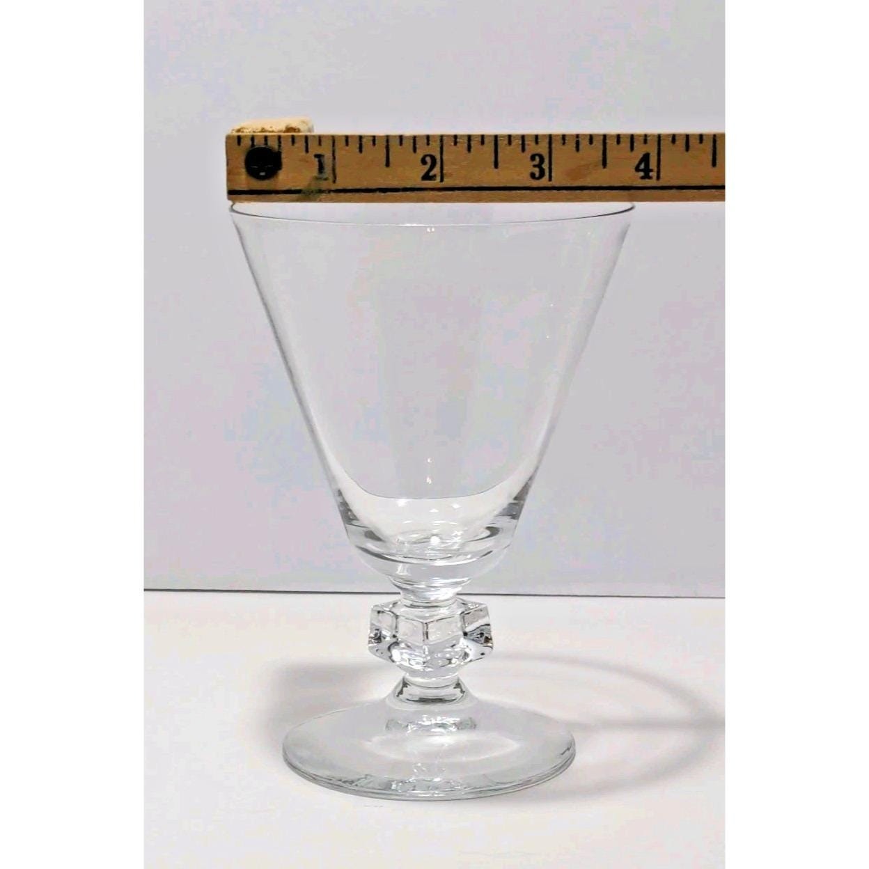 Vintage Crystal Cordial Glasses Set of 3 Cube Stem Barware