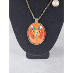 Vintage Aries Ram Pendant Necklace Zodiac Medallion Oval Charm