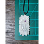 Vintage Buffalo Bone Carved Pendant Necklace Native Style 2.5 Inch