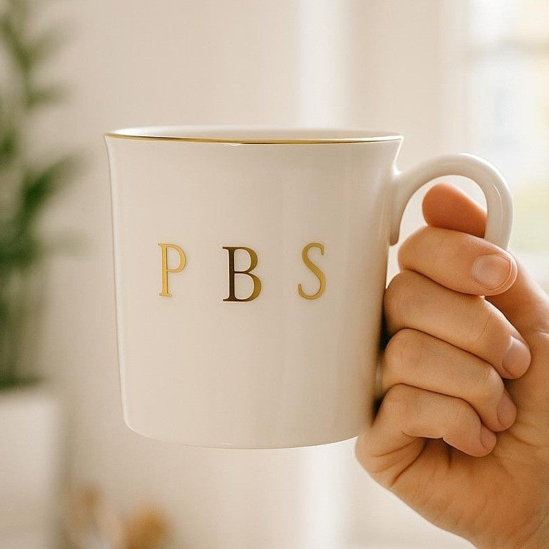 Vintage Lenox PBS Porcelain Coffee Mug Gold Trim USA