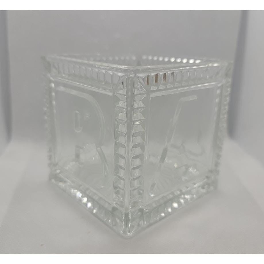 Vintage Mikasa Crystal Baby Keepsake Box BABY Glass Memory Box