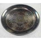 Vintage Wm Rogers Silver Plated Ornate Floral Serving Tray Plate