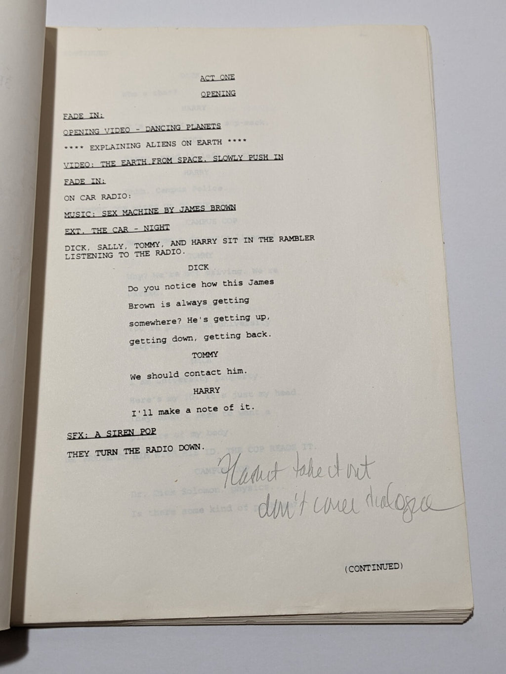 3rd Rock from the Sun First Draft Script “Truth or Dick” TV Sitcom 1995