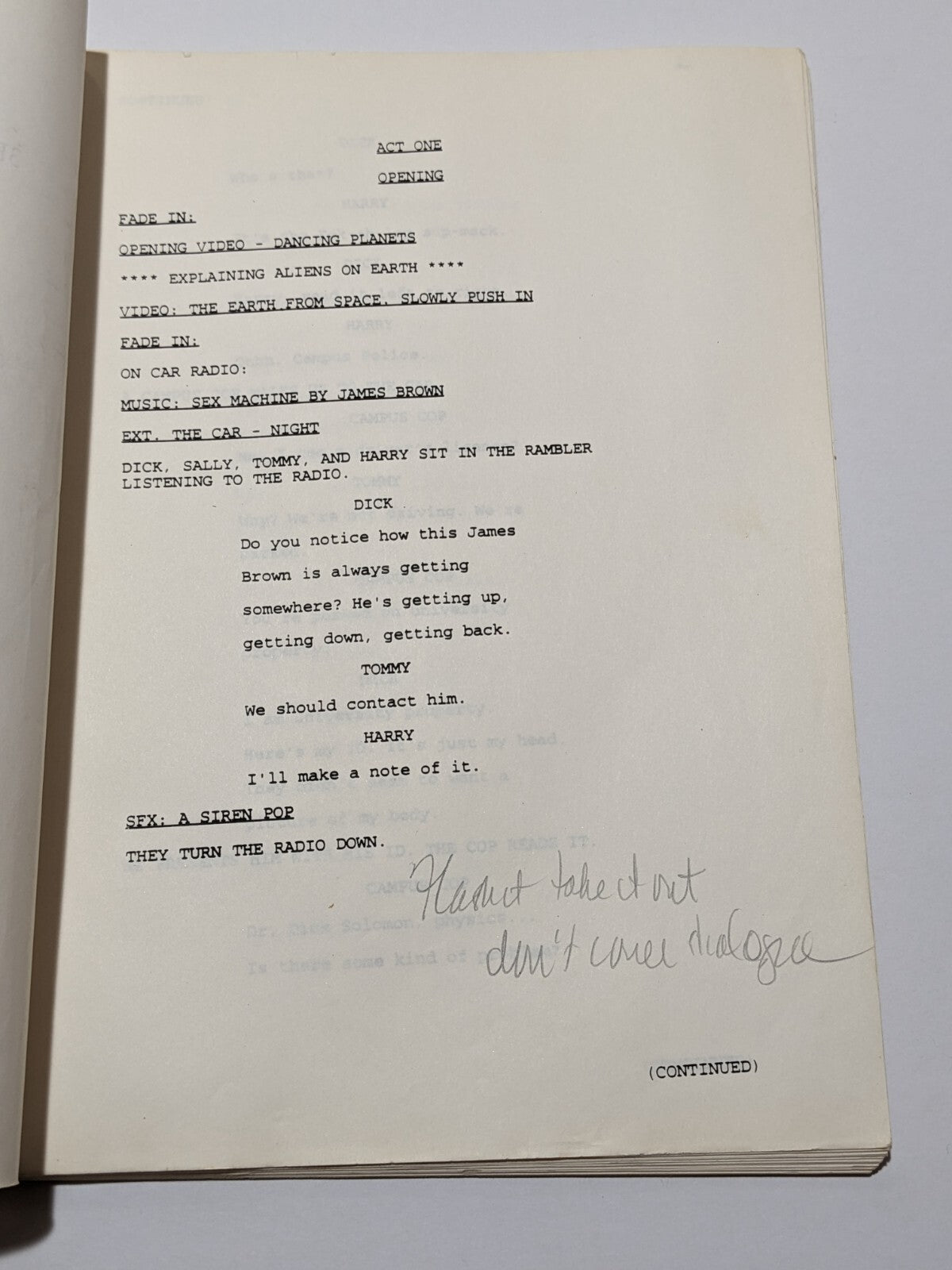 3rd Rock from the Sun First Draft Script “Truth or Dick” TV Sitcom 1995