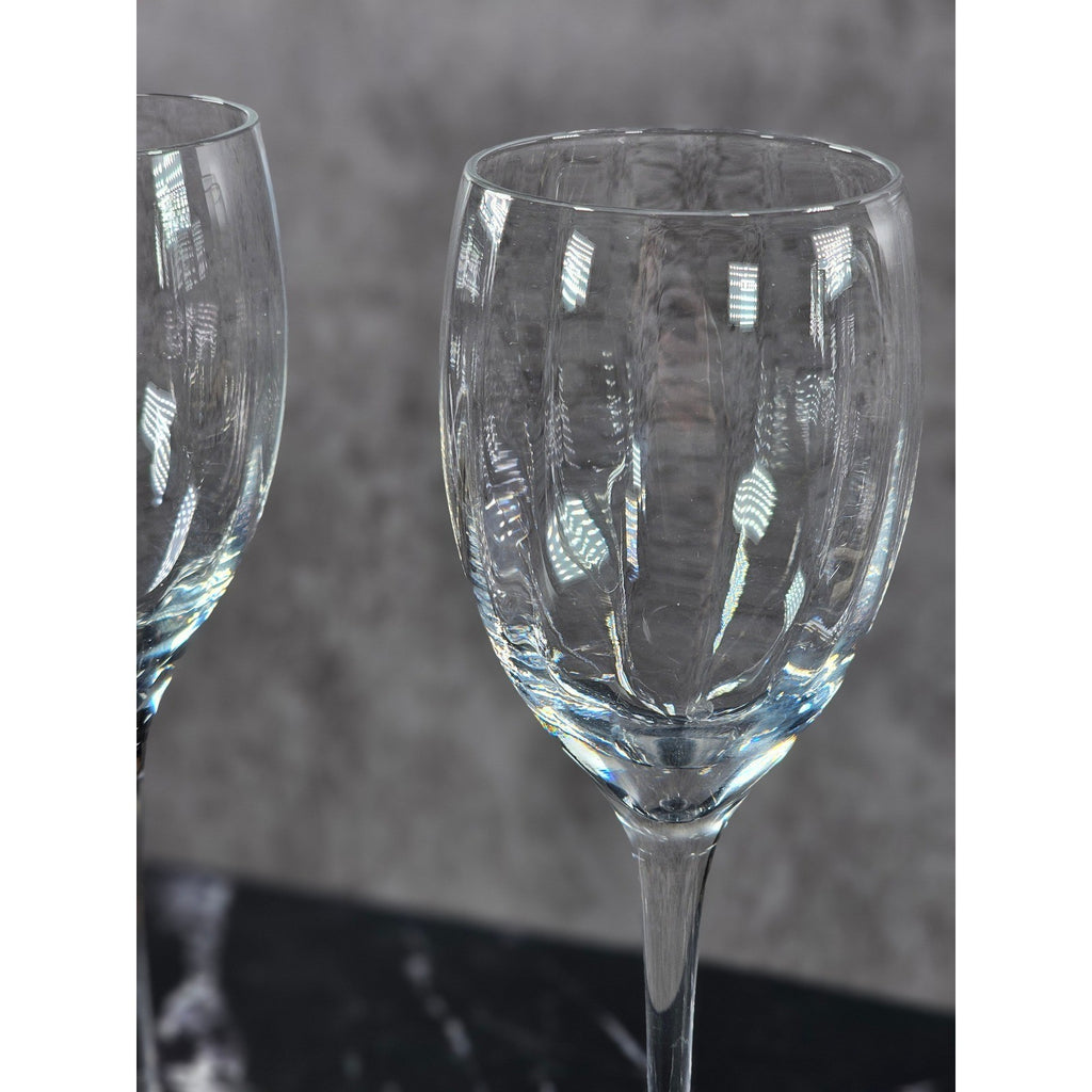Vintage Crystal Fantasy Ribbed Water Goblets Set of 2 Glasses 7.5
