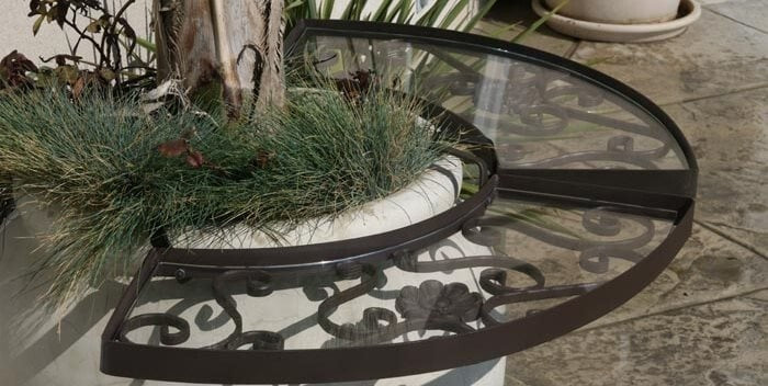 Floral Design Iron Tabletop Stand For Garden Pots Heavy & Durable Black Finish W