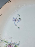 11″ Austria Floral Plate Platter Vintage Porcelain Hand-Painted Gold Trim Rustic