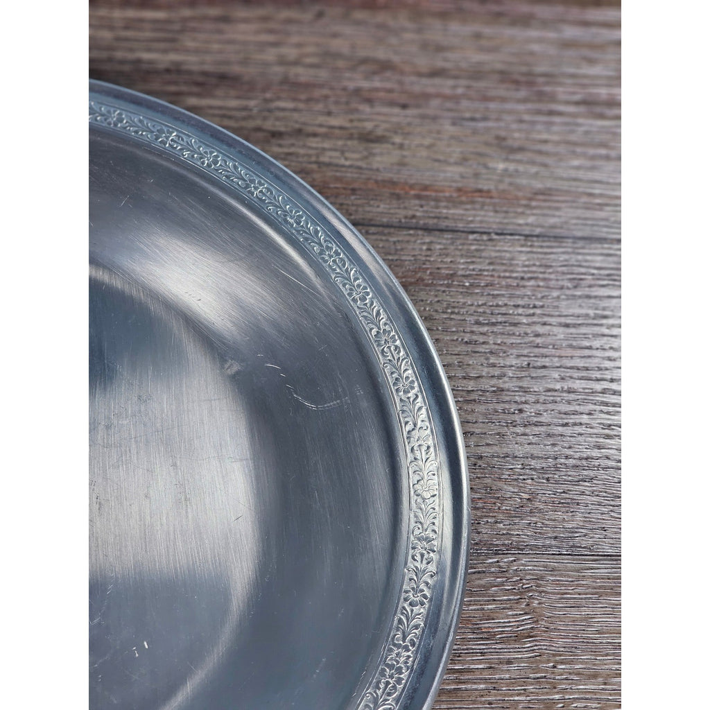 Vintage Towle Newburyport Pewter Bowl 10 Inch Floral Rim Serving Dish