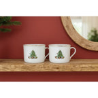 Vintage Tienshan Christmas Tree Mugs Set of 2 Porcelain Holiday Cups