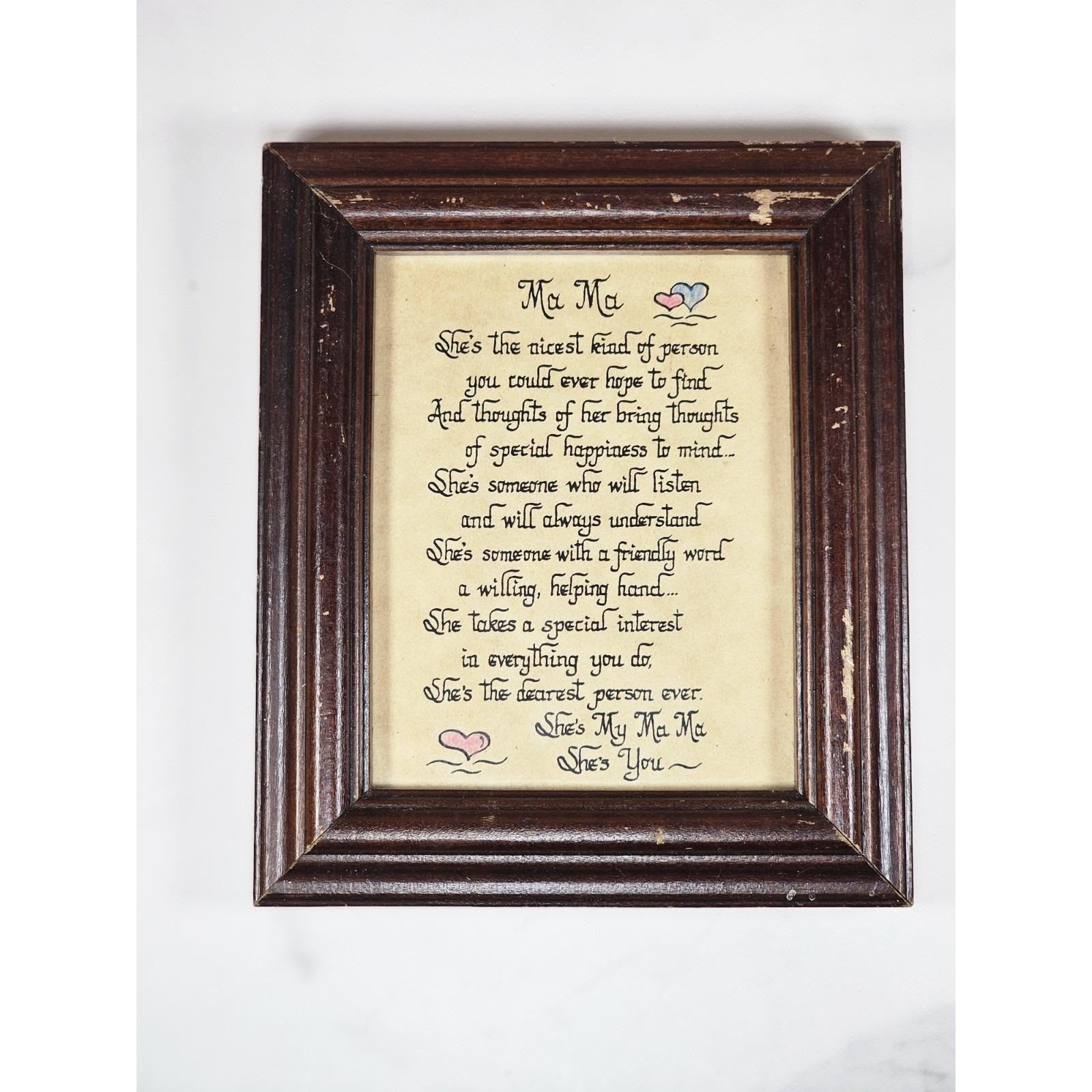 Framed Mother Poem Print Wooden Frame Gift for Mom or Grandma