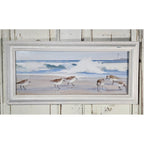 Signed Coastal Shorebirds Artwork With Lighthouse Framed Nautical Wall Art