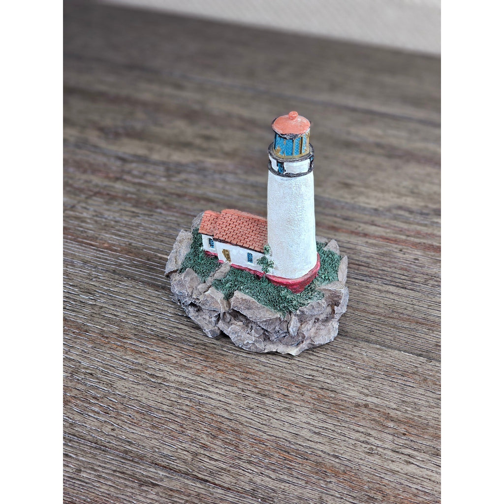 Miniature Lighthouse Figurine Hollow Resin Coastal Decor 4 Inch Nautical