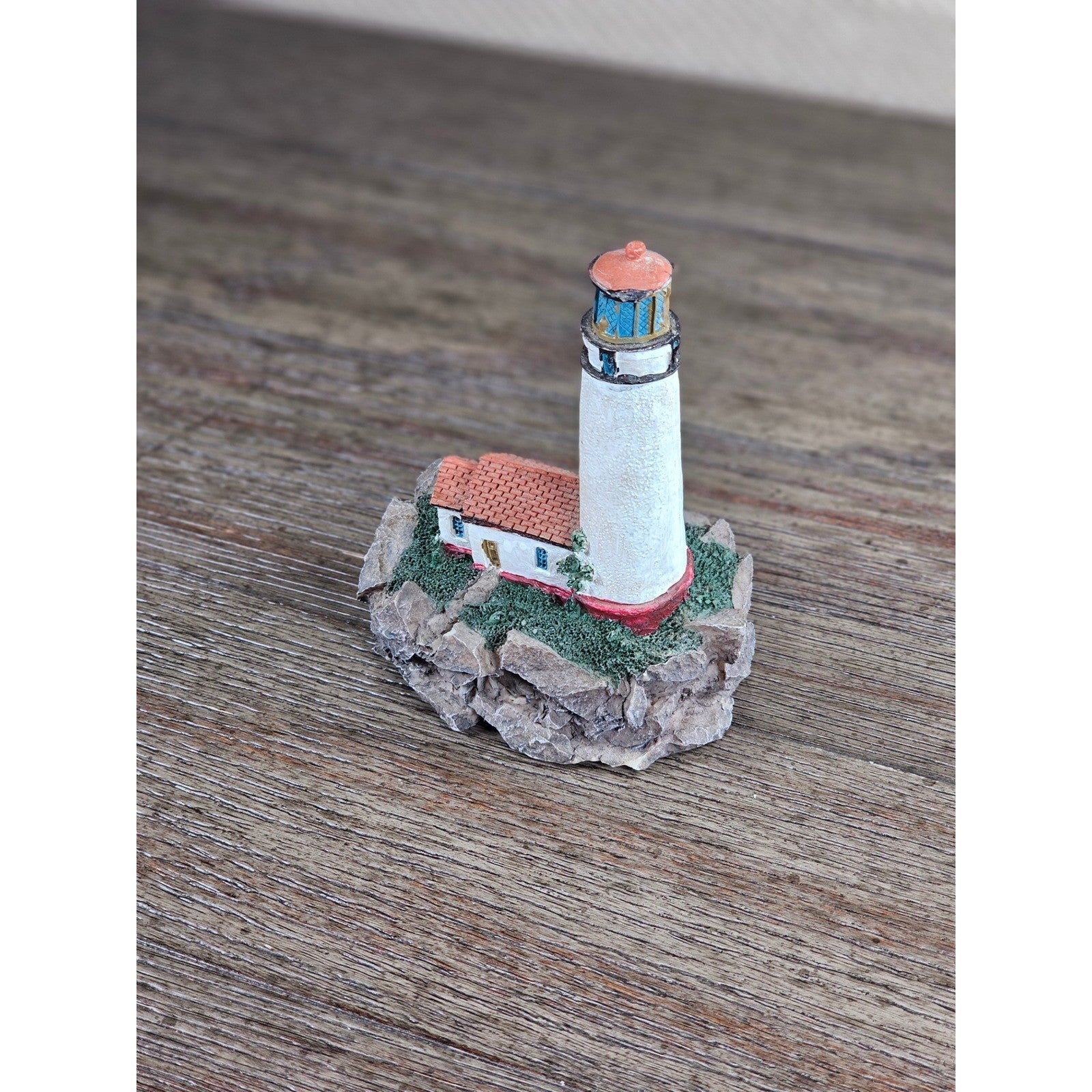Miniature Lighthouse Figurine Hollow Resin Coastal Decor 4 Inch Nautical