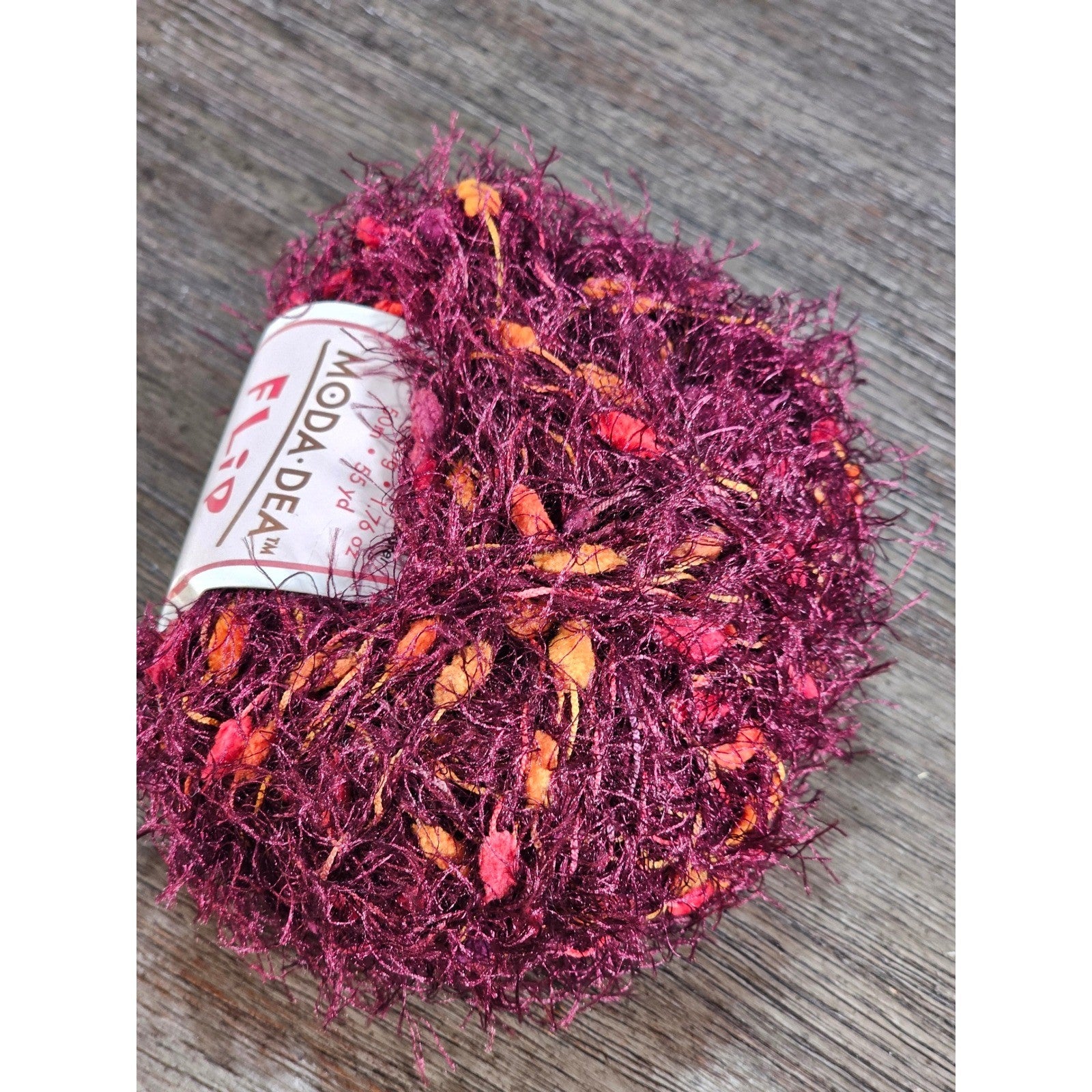 Moda Dea Flip Yarn Claret 9366 Novelty Eyelash Yarn 50g 55 Yards