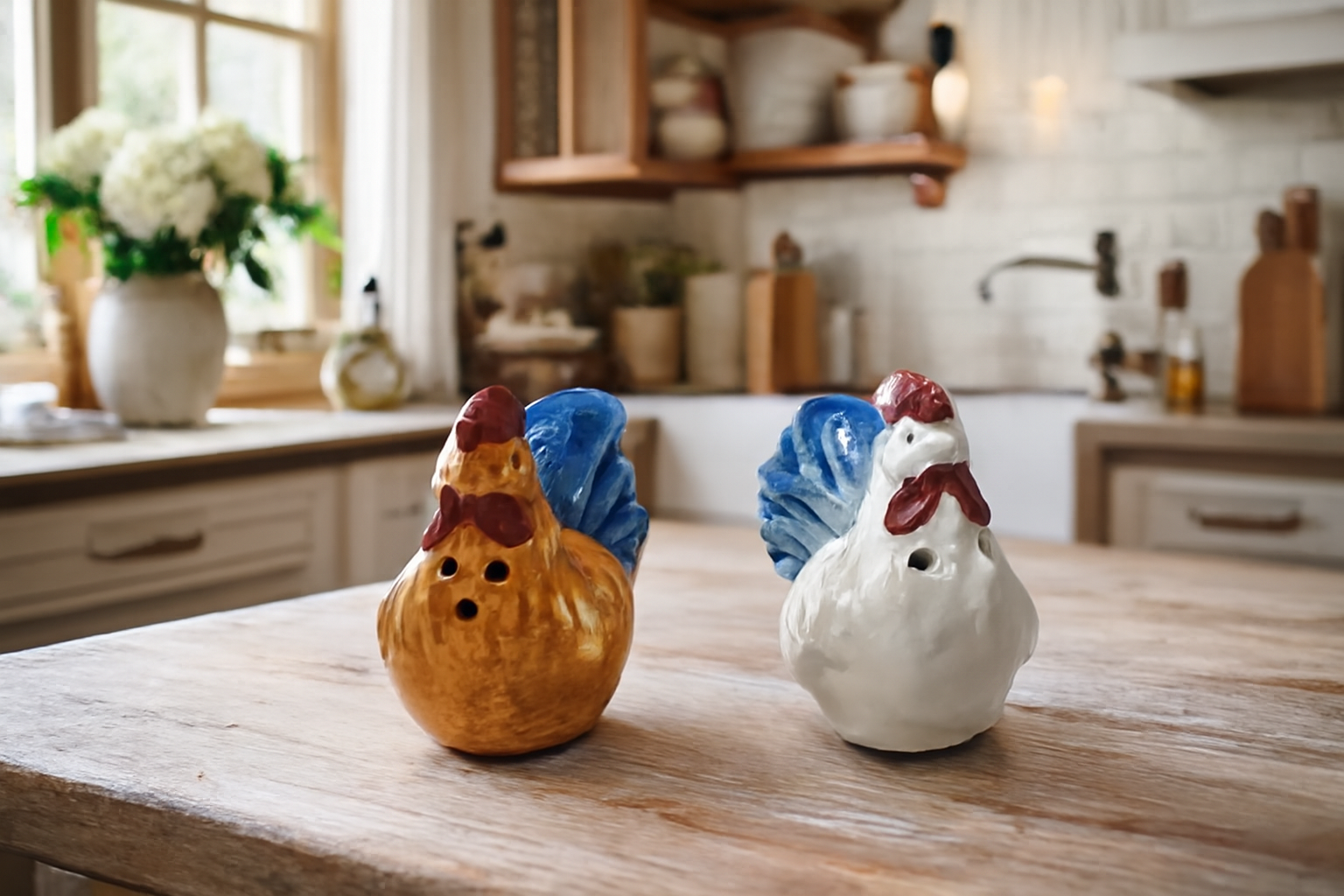 Vintage Ceramic Rooster Salt & Pepper Shakers – Country Kitchen Collectible
