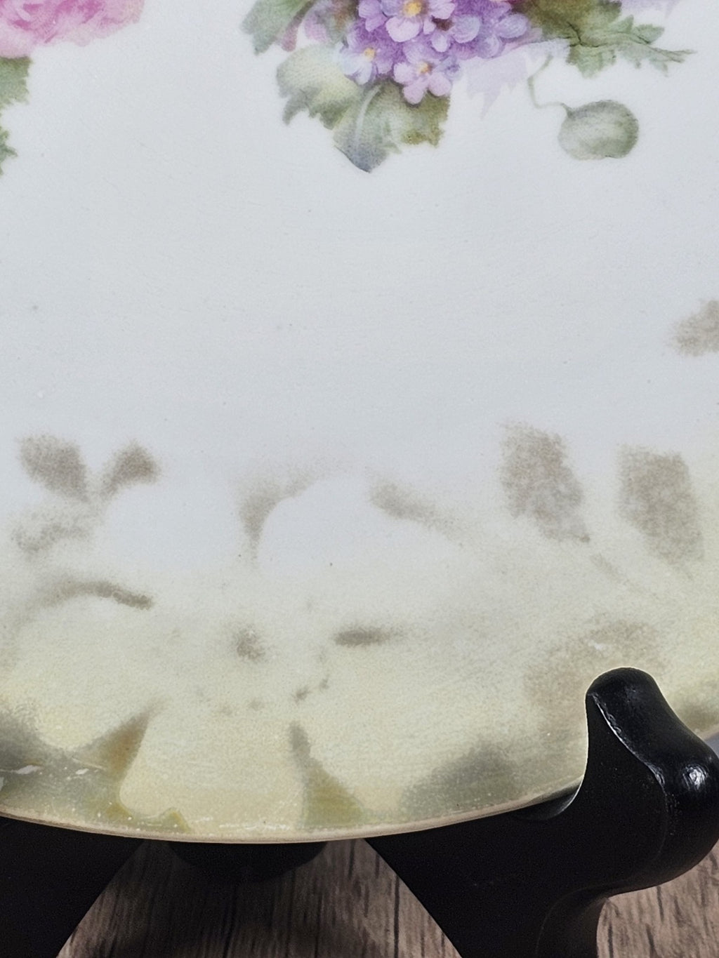 Germany Porcelain 2 Handle Cake Serving Plate Hand Painted Flowers