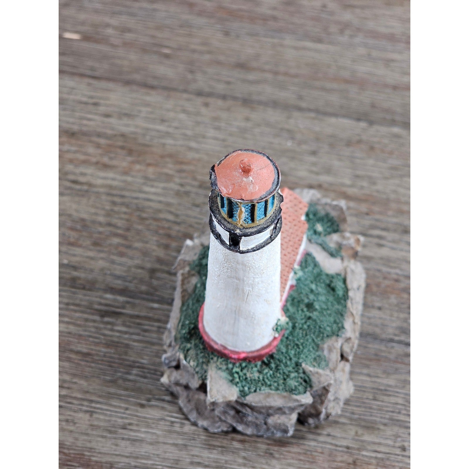 Miniature Lighthouse Figurine Hollow Resin Coastal Decor 4 Inch Nautical