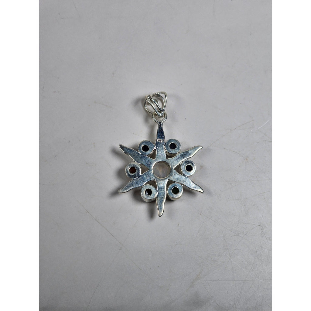 Vintage Sterling Silver Multistone Starburst Pendant .925 No Chain
