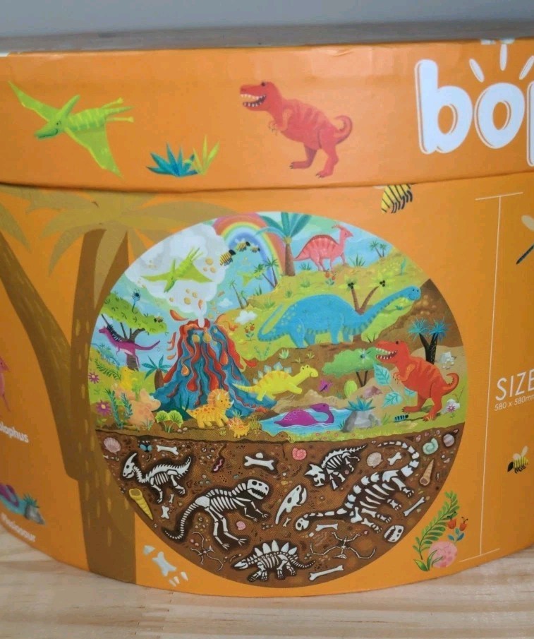 New Boppi Kids 150 pcs Round "Dinosaurs" Jigsaw Puzzle by Laura Watson Sealed