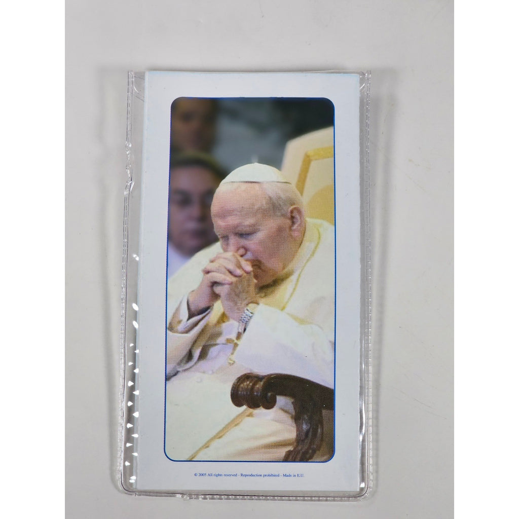 Vintage John Paul II Catholic Medal Pendant with Prayer Card