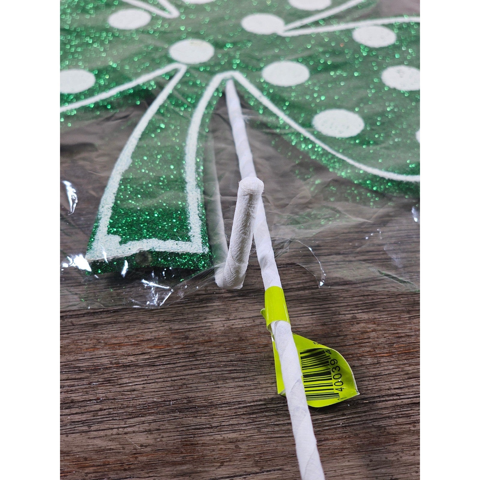 Set of 4 Green Polka Dot Clover Sprays 19" Glitter St Patrick Picks