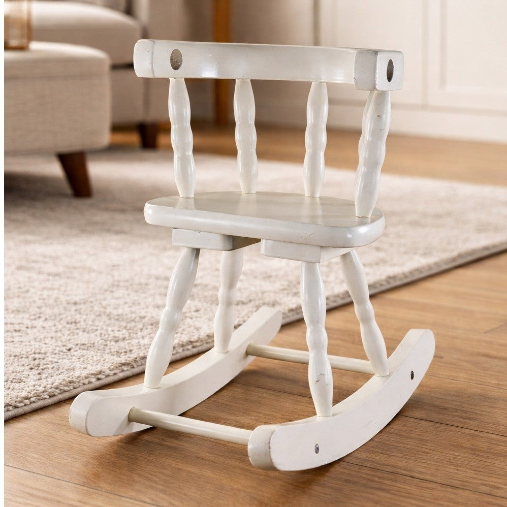 Vintage Wooden Doll Rocking Chair White 16" Cottage Style 80s 90s