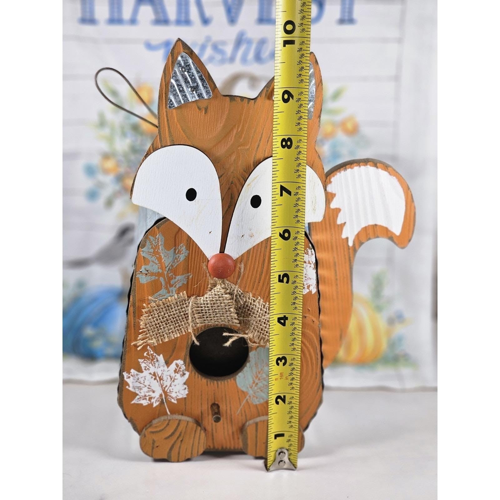 Autumn Fox Birdhouse and Garden Flag Set Rustic Fall Yard Decor