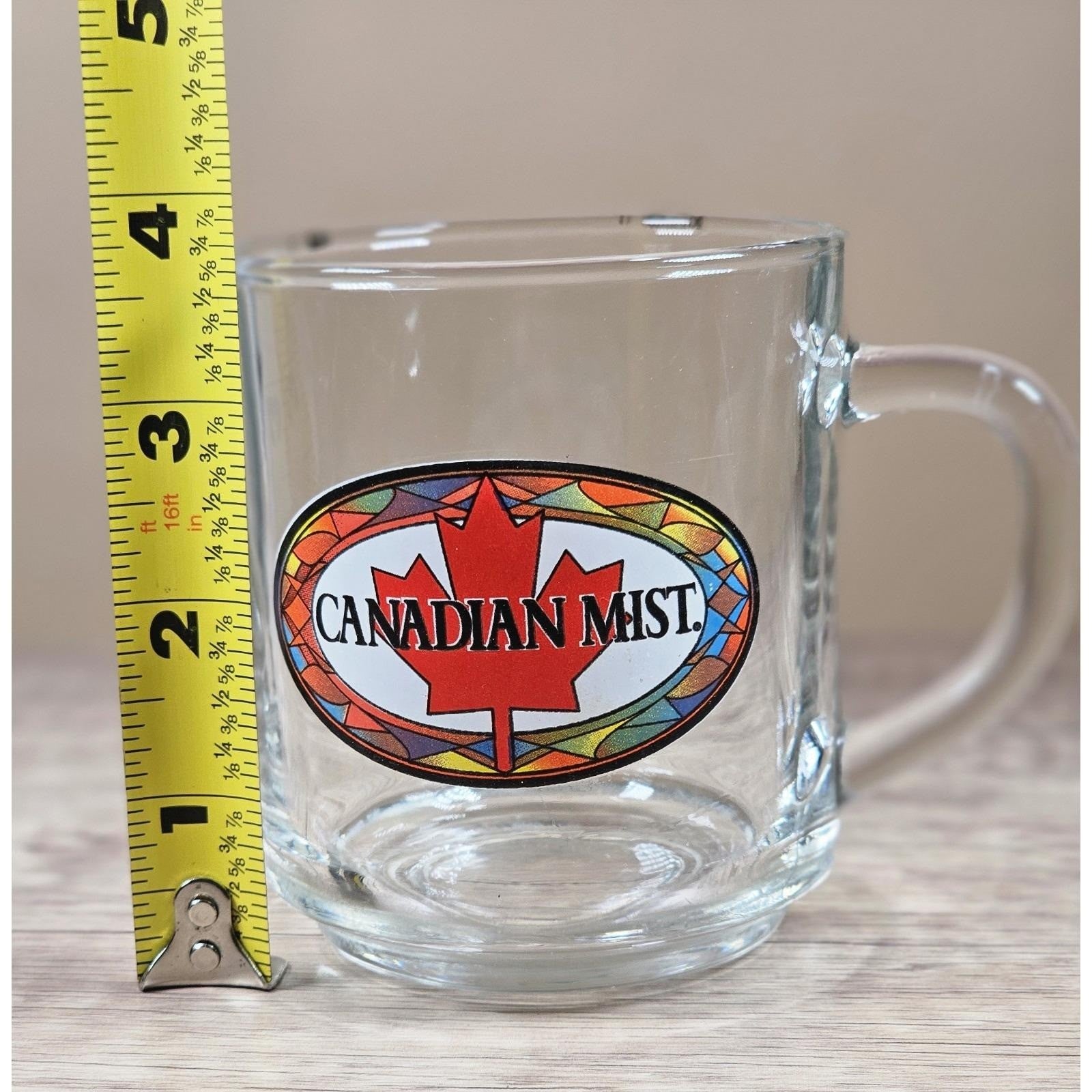 Vintage Canadian Mist Glass Mug Maple Leaf Whiskey Barware
