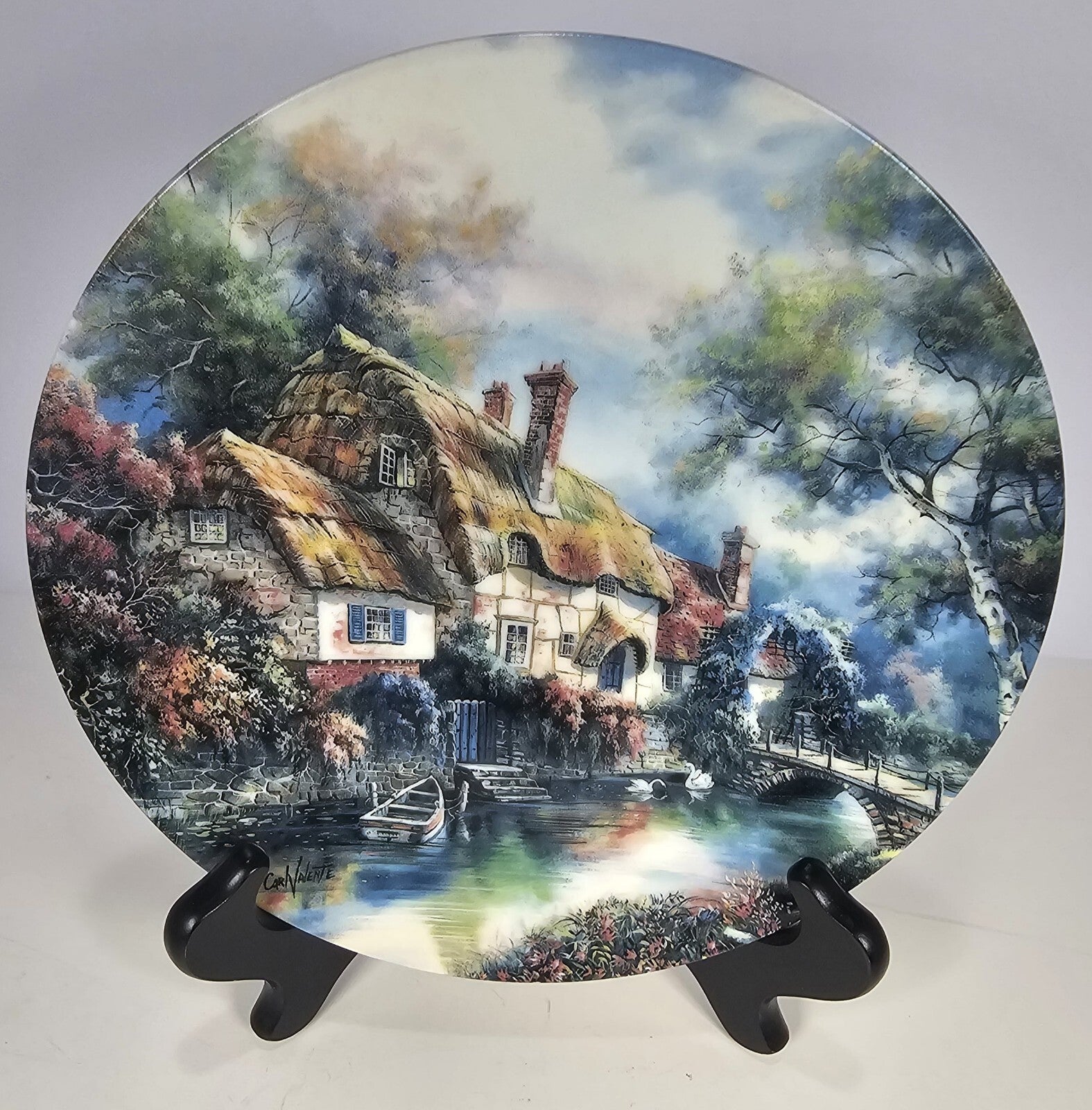 Carl Valente “Stonewall Brook Blossoms” Collector Plate Poetic Cottages #1515A