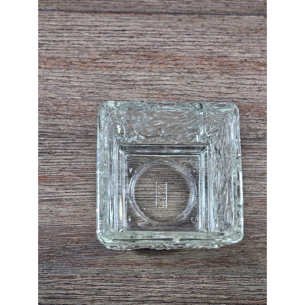 Vintage Avon Clear Pressed Glass Square Votive Candle Holder
