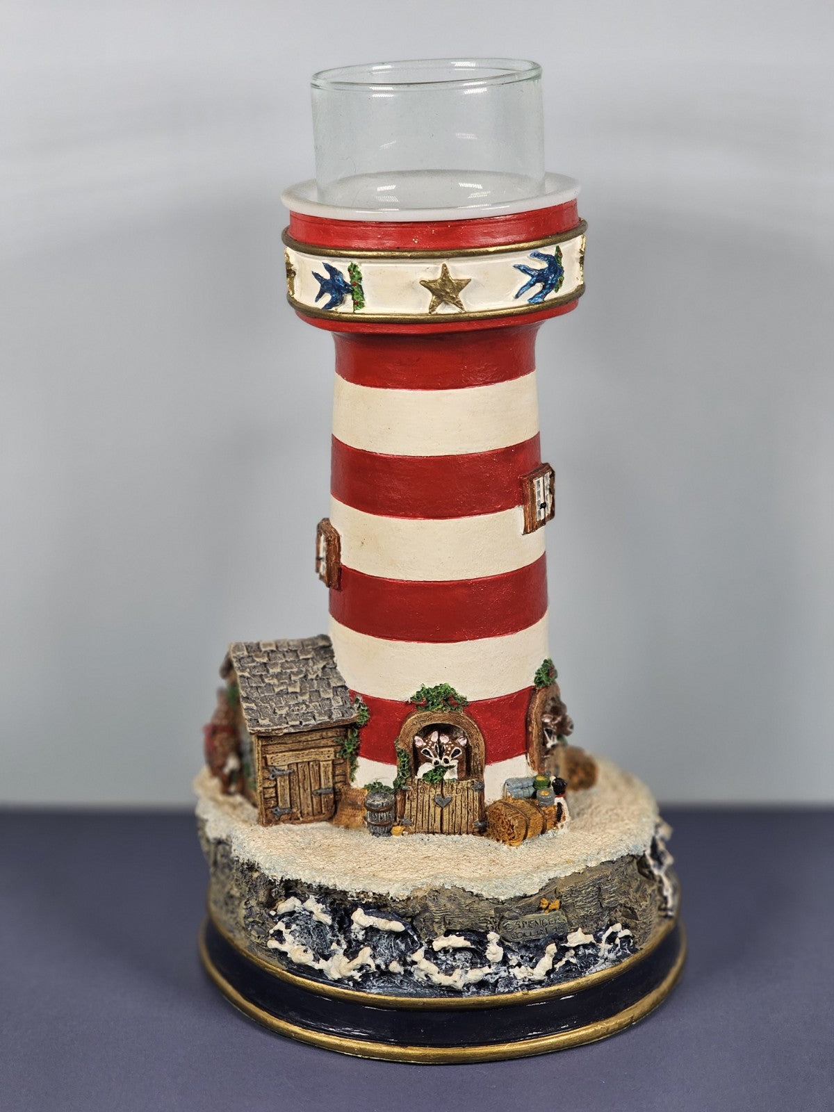 VTG Danbury Mint “Night Before Christmas” Lighthouse Candle Holder Nautical