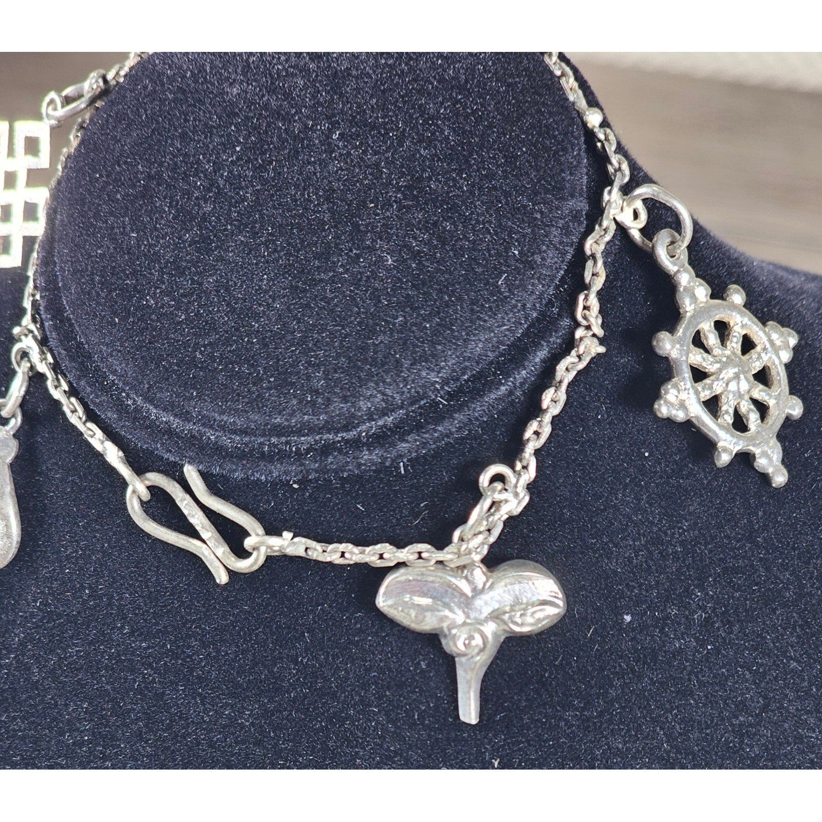 Vintage Silver Charm Bracelet Dolphin Clover Nautical Theme