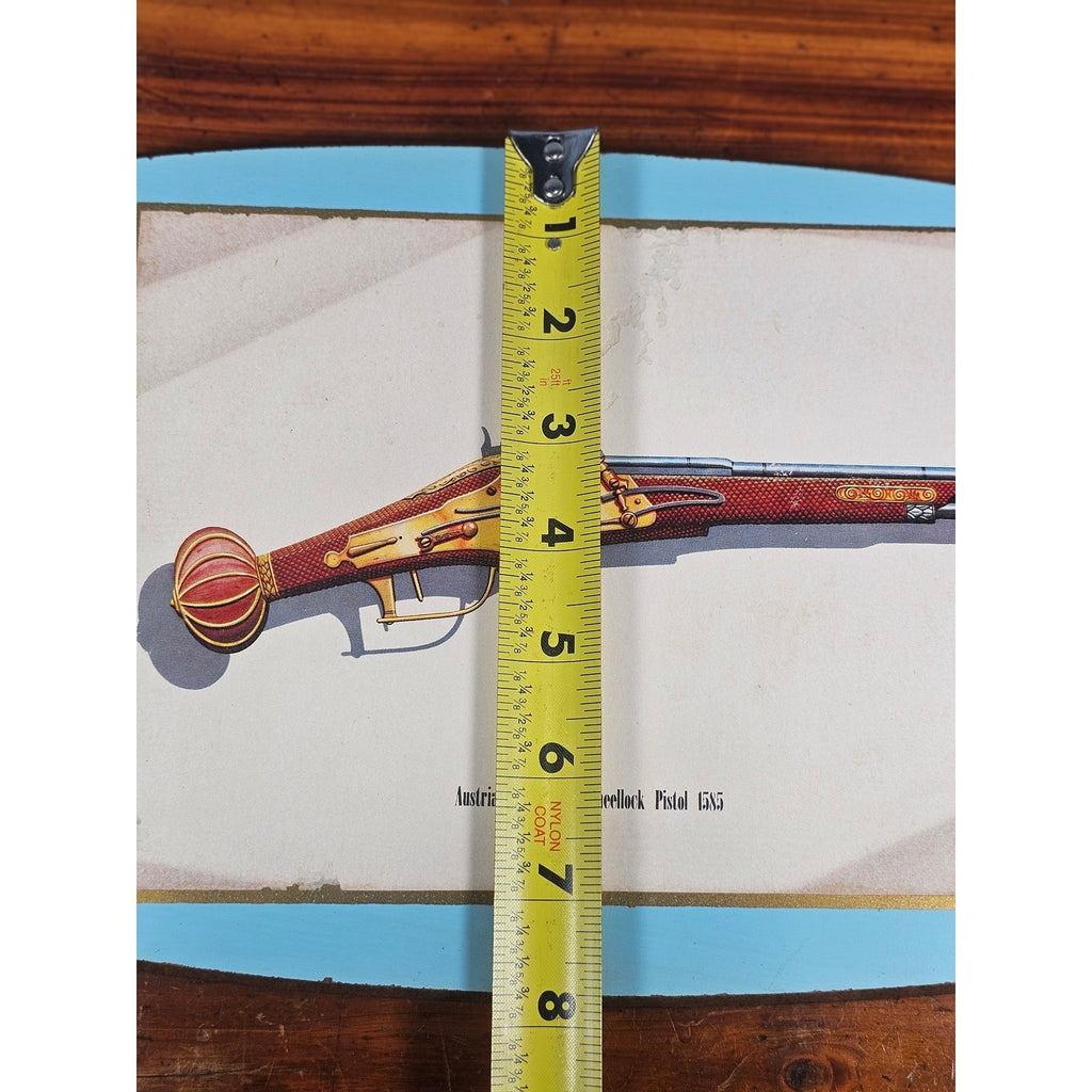Vintage Firearms Illustration Wall Plaque – Austrian Wheellock Pistol 1655