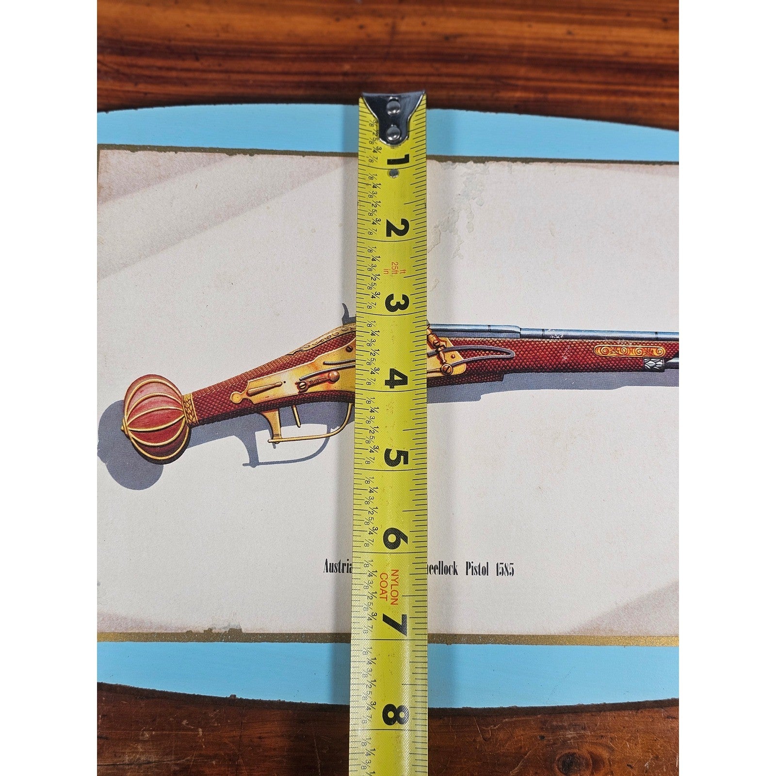 Vintage Firearms Illustration Wall Plaque – Austrian Wheellock Pistol 1655