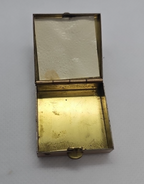 Vintage Metal Brass Pill Box  Glasses Raised Deco Square