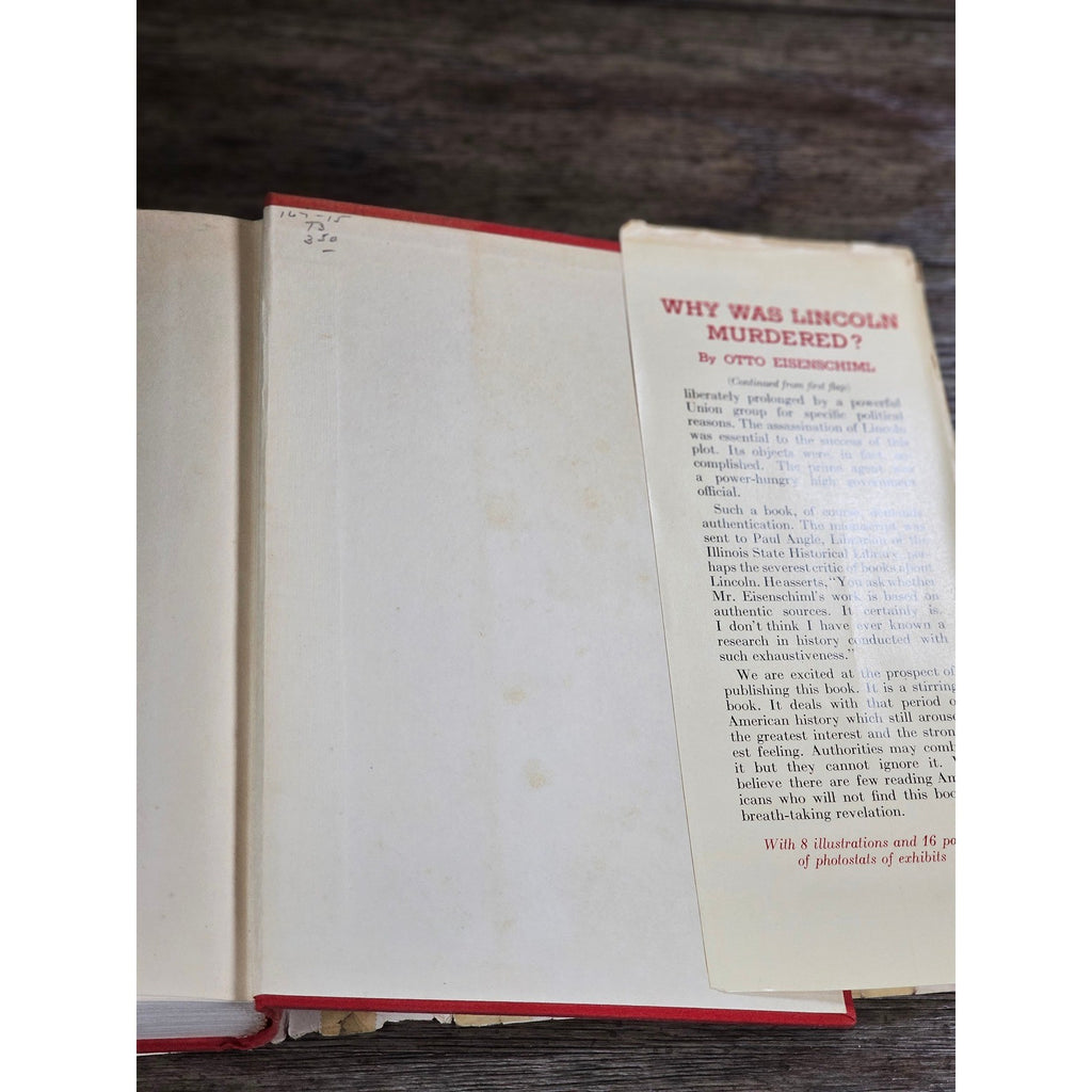 1937 First Edition Why Was Lincoln Murdered Otto Eisenschiml