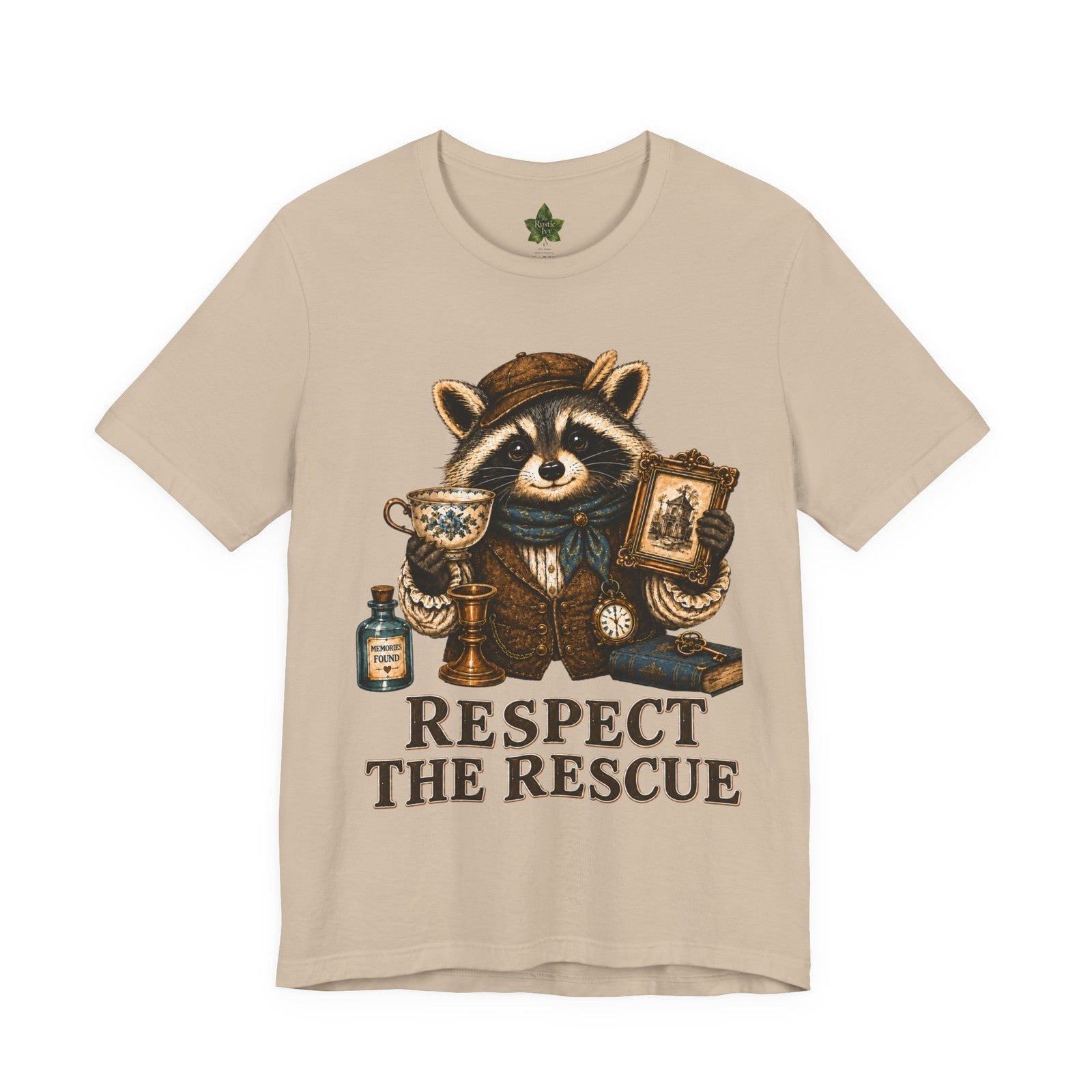 Respect The Rescue Raccoon Tee, Vintage Thrift Lover Shirt, Estate Sale Gift