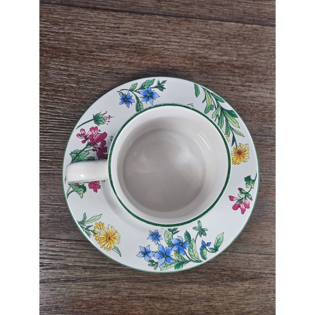 Vintage Majesticware Geranium Cup & Saucer Set by Sakura Floral Stoneware