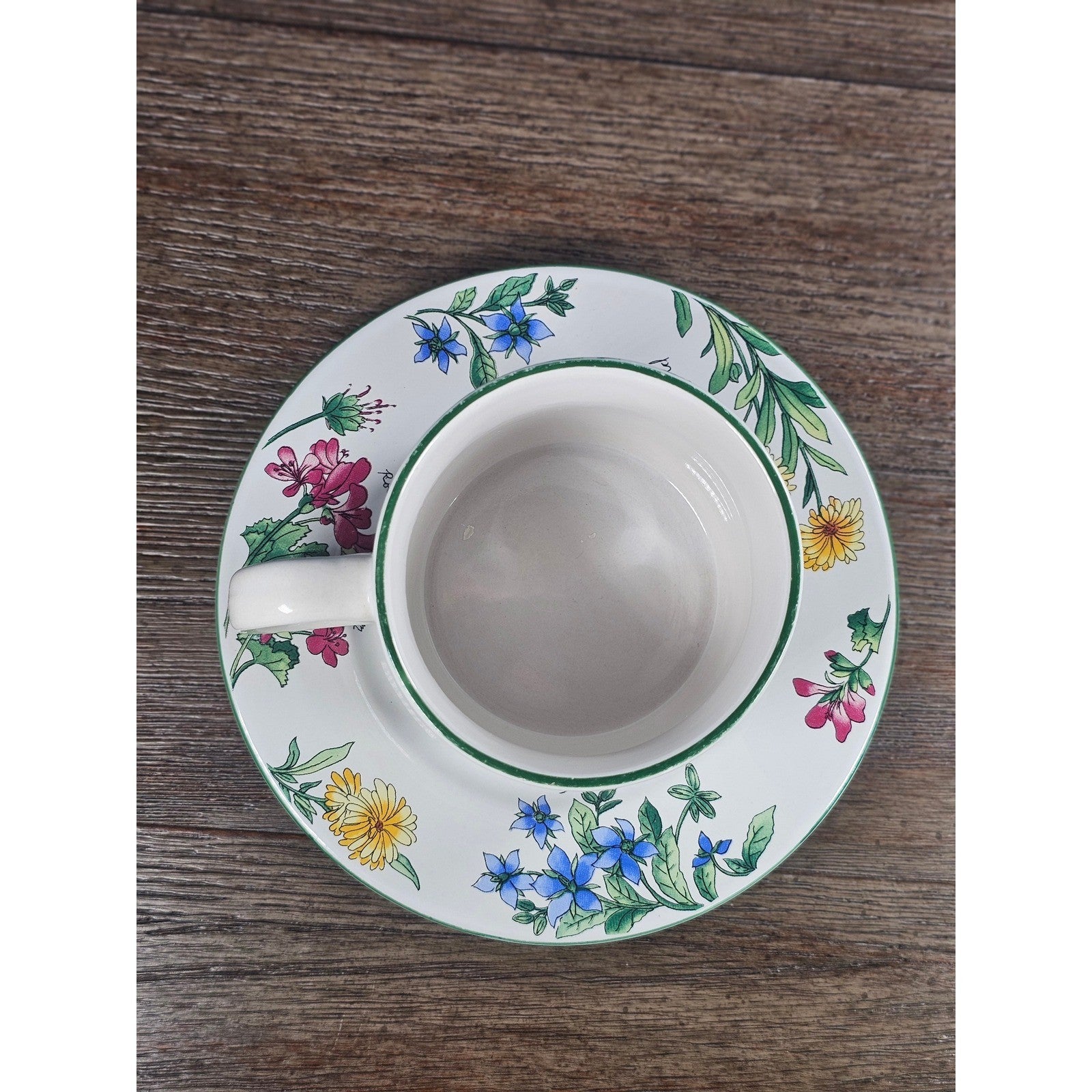 Vintage Majesticware Geranium Cup & Saucer Set by Sakura Floral Stoneware