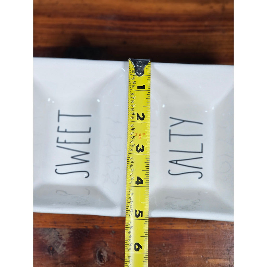 Rae Dunn SWEET SALTY Divided Serving Dish White Farmhouse Tray