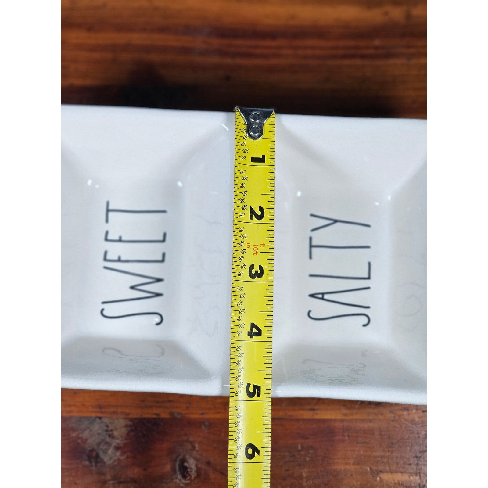 Rae Dunn SWEET SALTY Divided Serving Dish White Farmhouse Tray